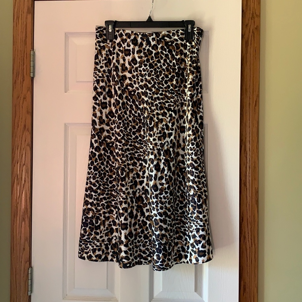 Express Side Zip Animal Print Midi Slip Skirt Size Medium